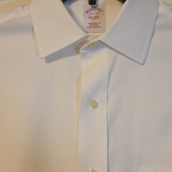 Brooks Brothers White Non-Iron Dress Shirt 15.5 - 34 EUC - Picture 10 of 11